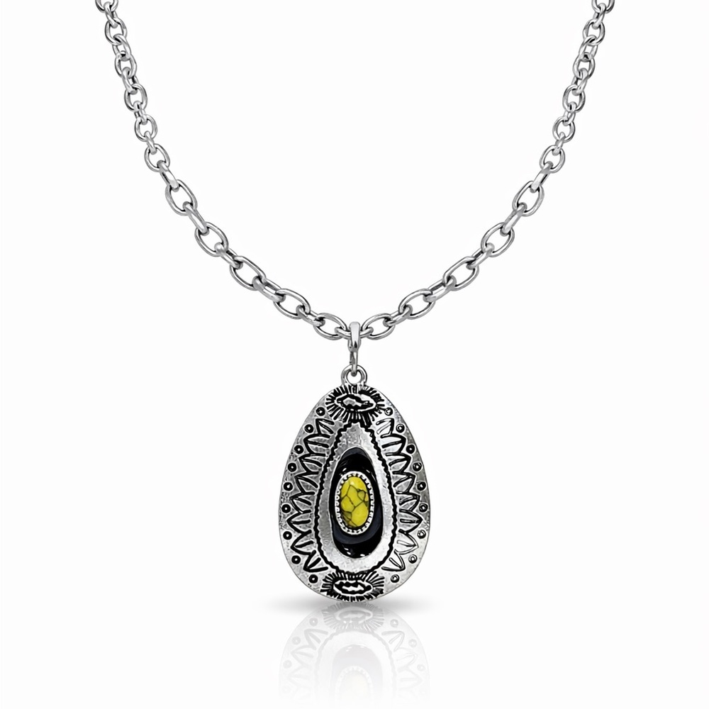 ⚜️ Western Silver and Yellow Pendant Necklace - Picture 1 of 5